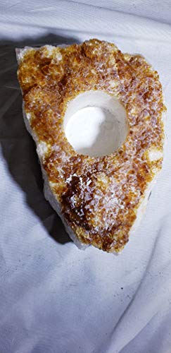 Natural Citrine Crystal Gemstone Tea Light Candle Holder - Reiki Energy Healing #TOP4