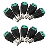 DC Power Connector 5.5 x 2.1 mm Male Terminal Block for 12V/24V CCTV, LED, and Surveillance Power Supplies — PVC Housing, 5A Rated, Thick Copper,