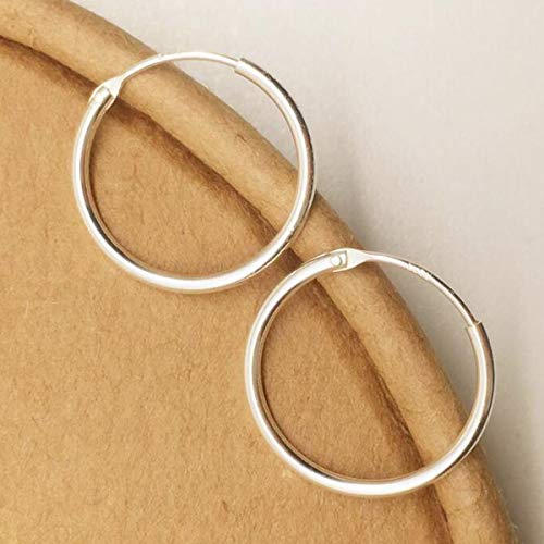 4 Pairs Sterling Silver Cartilage Small Hoop Earrings Set Hypoallergenic 14K White Gold Plated Endless Helix Tragus Earrings Nose Lip Rings, 8Mm 10Mm 12Mm 14Mm (8Mm*2+10Mm*2) #TOP3