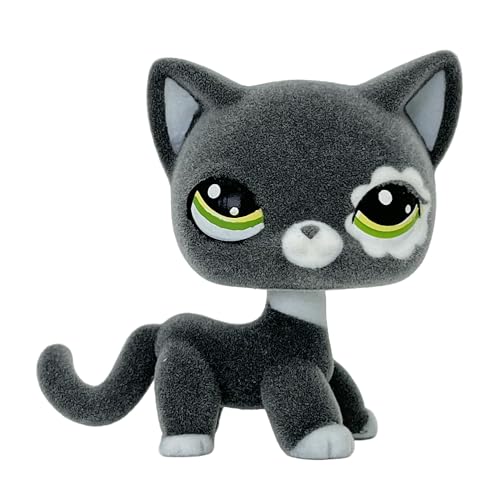 LPSCB Custom Flocked Pet Shop Toy Fuzzy Animal Figure Short Hair Cat Kitty Kitten Deer OOAK (Black #2249)