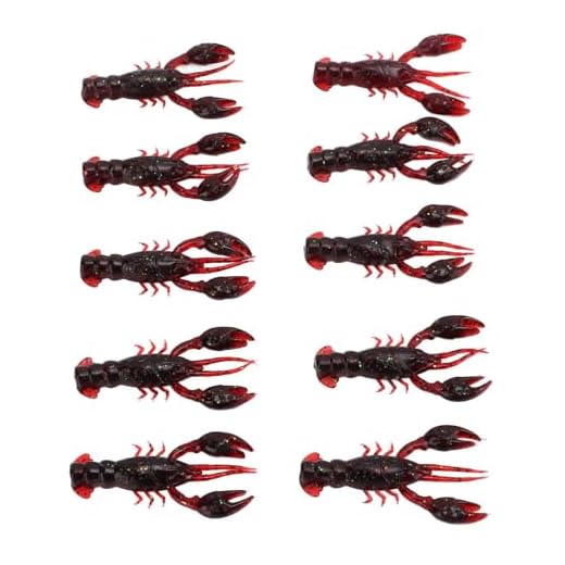 10Pcs Leurres de Pêche à l'achigan Plastique Souple, 5,5 cm/2,2 po Leurres de Pêche Appâts Souples Eau Douce Eau Salée Écrevisses Homard Leurre Artificiel Appâts de Leurre Souple (Rouge)