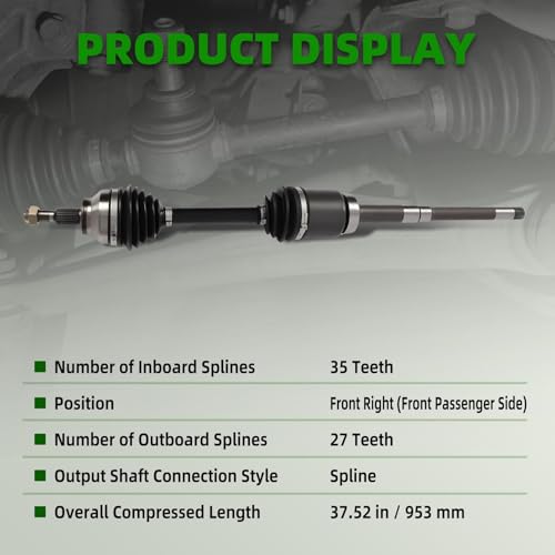Yunnergo Front CV Axle Shaft Assembly Compatible with Escape 1.5L 1.6L 2.0L 2.5L 2013-2019 MKZ 2.0L 2013 Right Passenger Side Replace 66-2285 NCV11090 by Yunnergo - Image 4