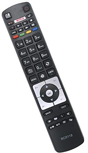 ALLIMITY RC5118 Télécommande remplacée pour Finlux Bush Continental Edison Haier LDF50V500S U65H7100 DLED48265FHDCNTD 32HPD274BT 40-FFA-5511 40FLSMR277BC 40FPD274BT 43UT3E310B-T