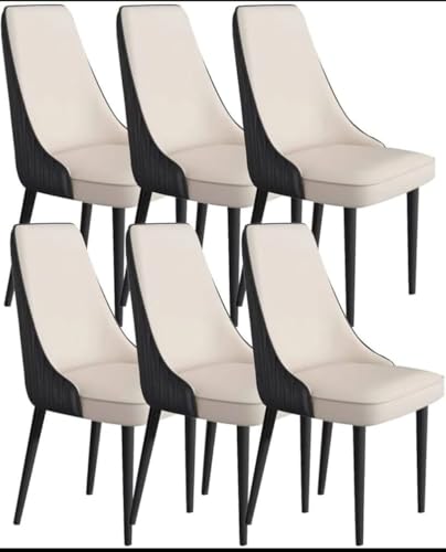 Image of Dream Furnishing - Set of 6 Dinning Chairs Elegant & Luxury Looks Strong Metal Frame Legs for Home Cafe Office Hotel (Black-Ivory New Model Set of 6)