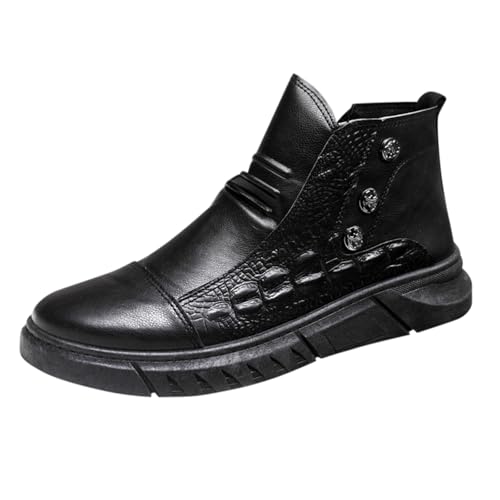Zapatillas Hombre Planas sin Cordones Altos Zapatos De Deporte Caminar Cuero Tendencias Sneakers Botas Suela Antideslizante Cómodo Casual Zapatos Otoño E Invierno, Le Noir, 41 EU