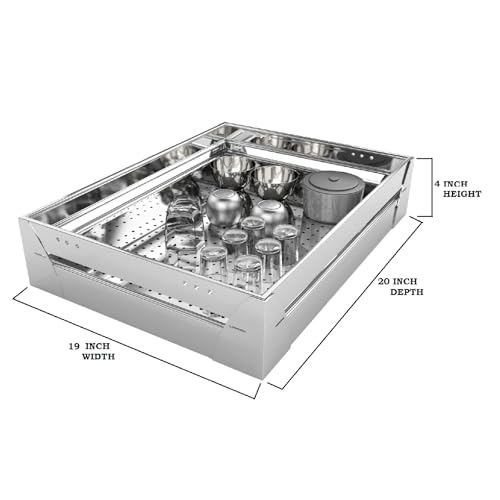 Image of BLOO BASKET 202modular kitchen accessories cabinet, 6-Piece Utensil Organizer, Perforated Stainless Steel, Silver (19 inch WIDTH * 20 inch DEPTH, WITHOUT CHANNEL)