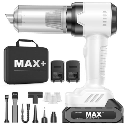 KITBEZN Aspirador de Mano, 28000PA Aspiradora sin Cable Coche, 2er 7500mAh Mini Aspirador Portátil, Aspiradoras 3 en 1 con Motor sin Escobillas para Sofá, Coche, Hogar, Oficina(Blanco) KITBEZN Aspirador de Mano, 28000PA Aspiradora sin Cable Coche, 2er 7500mAh Mini Aspirador Portátil, Aspiradoras 3 en 1 con Motor sin Escobillas para Sofá, Coche, Hogar, Oficina(Blanco)