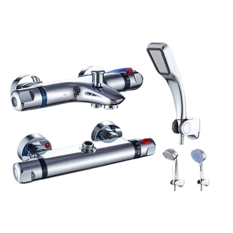 Mitigeur thermostatique de douche en laiton massif chromé au design encastrable épuré
