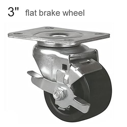 Roue de roulettes robuste 3" à centre de gravité bas avec frein Flat brake - 2
