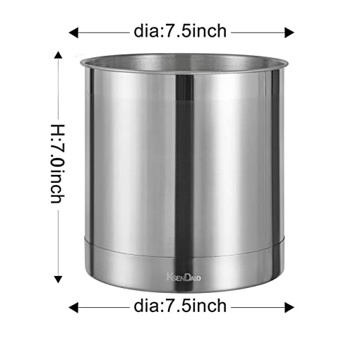 Ksendalo Jombo Steel Holder Utensil Crock 7Inch Tall,Utility Sturdy Heavy Large Utensils Holder Stainless Silverware Holder For Kitchen Home And Office… #TOP3