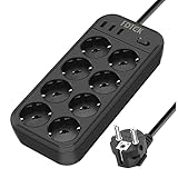 【Protección múltiple】Regleta usb tiene protección contra sobrecargas, sobrecorriente y cortocircuitos. La carcasa está hecha de material ignífugo de PC y ha pasado la certificación CE y RoHS. Cuando ocurre una sobretensión o un cortocircuito, la fuente de alimentación se cortará automáticamente para garantizar la seguridad del equipo conectado.