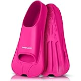 Odoland Snorkel Fins, Diving Fins for Adult, Full Foot Pocket Travel Size Swim Training Fins, Silicone Snorkeling Fins, Comfortable Flippers for Men and Women, Rose Pink，M