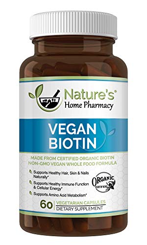 Nature's Home Pharmacy Organic Vegan Biotin - Supports Healthy Hair, Skin & Nails