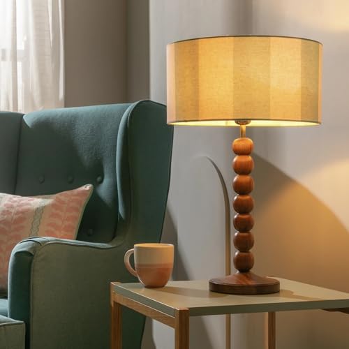 Image of JAYOGLA Mango Wood Table Lamp Base Only, Bobbin Style (Black)
