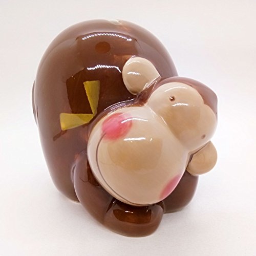 5" Tall Monkey Piggy Bank Ceramic Figurine Handmade Porcelain Statue Home Decorative Farm Animals Art Pottery Collectible Money Saving Coin Bank #TOP1