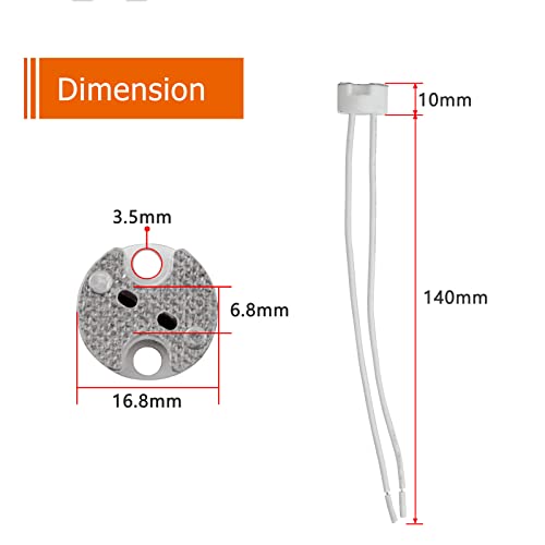Akynite 10er-Set GU5.3/MR16, GU4/MR11, G4, G6.35 Keramikfassung mit 14cm Silikonkabel, 12V-250V, 2A max. 100W, für LED Spots und Halogenlampen, Weiß