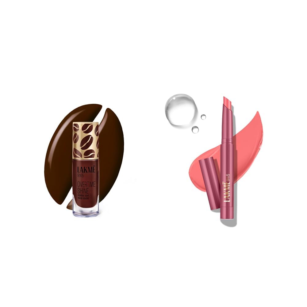 Lakme 9 to 5 Overtime Shine Nail Polish - Coffee Edit-11 Americano Edge 6ml Lakme 9 to 5 Forever Matte Lip Crayon, Commute Pink 1.1g-picture-40