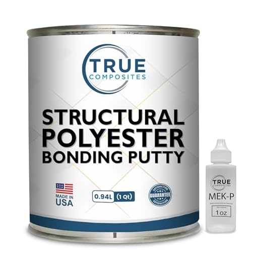 True Composites Structural Polyester Bonding Putty - Marine Grade, Fiber Reinforced Filler, Smooth Spreading & Sag Resistant - Ideal for Boat & Automotive Repair on Fiberglass, Wood - Quart Kit