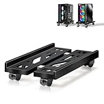 Hmfmdy Mobile CPU Stand, Desktop PC Stand, Adjustable Computer Tower Stands CPU Rolling Stands, Computer Mobile Cart Holder with Locking Rolling Caster Wheels Fits Most PC Gaming Case - Black