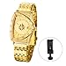 JewelryWe Reloj Triangular Analógico Hombre: Reloj de Forma Extraña Cuarzo Escala de Barra Resistente al Agua Correa de Acero Inoxidable Extraíble Calendario Oro Imagen de JewelryWe Reloj Triangular Analógico Hombre: Reloj de Forma Extraña Cuarzo Escala de Barra Resistente al Agua Correa de Acero Inoxidable Extraíble Calendario Oro