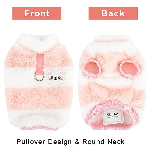 Zunea Fuzzy Fleece Dog Jumper for Small Dogs Cat Winter Sweater Coat with D-Ring Soft Warm Pullover Jacket Coat Puppy Vest Clothes Cold Weather Pet Girl Boy Chihuahua Yorkie Apparel Pink L - Image 3