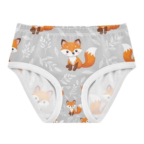 Cute Cartoon Foxes Grey Girl Underwear, Toddler Girl Panties, Girls Underwear Cotton, 2–8 Years