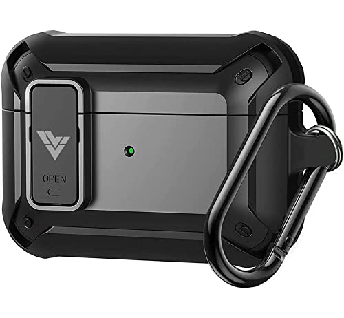 Vaku® Compatible with Airpod 3Gen Secure Lock Armor Rugged Series Full Body Drop Protective Shock Proof Dual Tone Case Cover-Black
