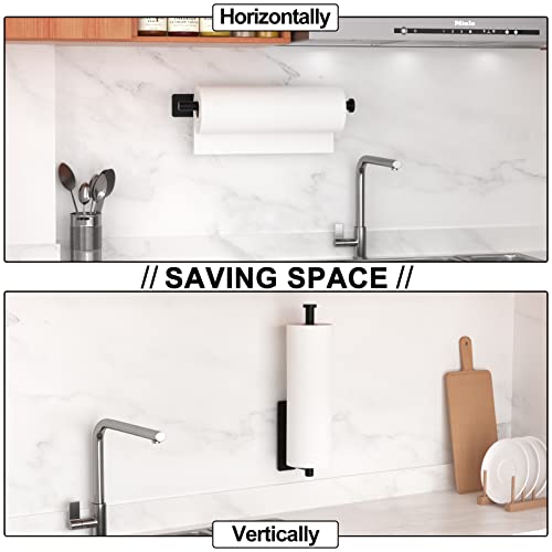 Foto von Küchenrollenhalter – selbstklebend oder bohrbar, mattschwarzer Papierhandtuchhalter zur Wandmontage für die Küche, Küchenrollenspender aus Edelstahl SUS304 unter dem Schrank