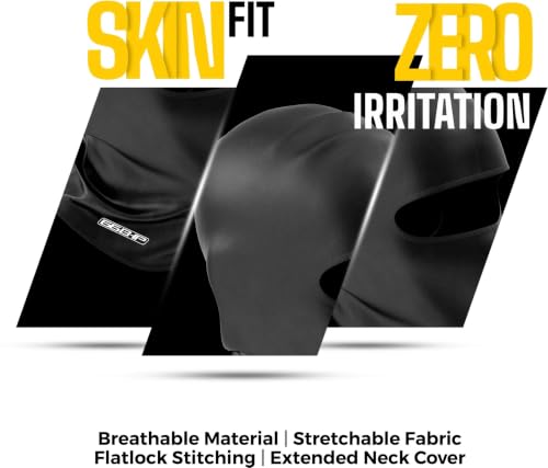 Image of 66BHP Balaclava Face Mask for Bikers - 95% Cotton Breathable Riding Mask for Men & Women, Anti-Dust Full Face Cover for Motorcycle, Biking, Cycling & Helmet Base Layer (Black)