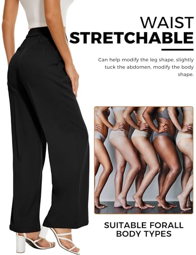 Women's Wide Straight Leg Pants in The Back Business Work Long Casual Pants4