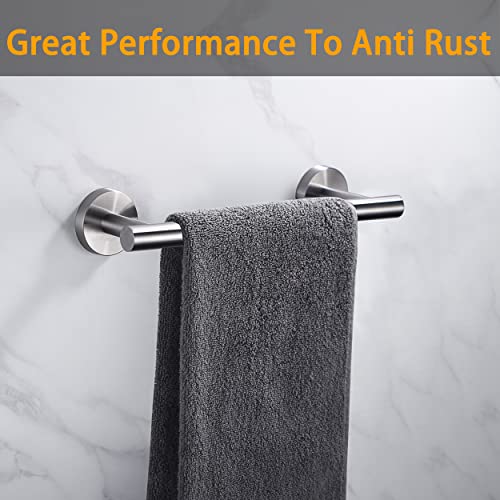 Nolimas 9 Inch Silver Bath Hand Towel Bar Sus 304 Stainless Steel Towel Rod Rack Holder Round Wall Mounted Suit For Kitchen,Bathroom,Living Room&Toilet,Anti Rust Brushed Nickel thumb #4
