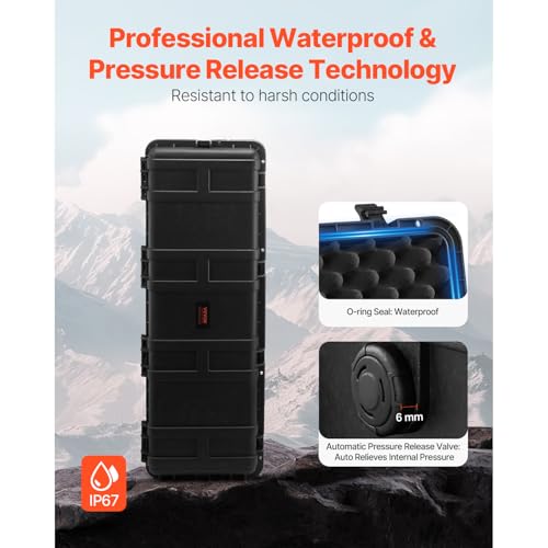 image for VEVOR Weatherproof Hard Case, Heavy Duty Protective Dry Box Case with 