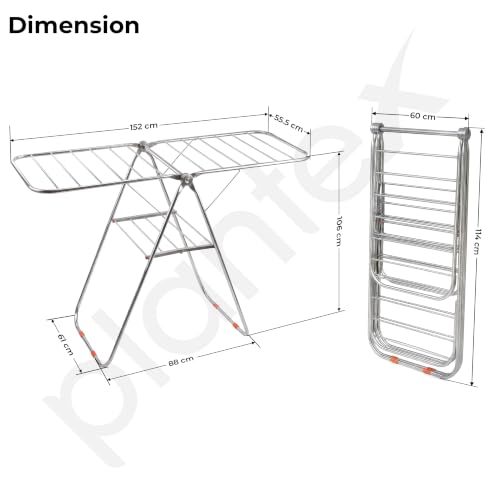 Image of Plantex Cloth Stand for Home /Stainless Steel Foldable Colth Stand /Single Layer Cloth Drying Rack for Balcony - Pack of 1 (Bloom, Chrome)