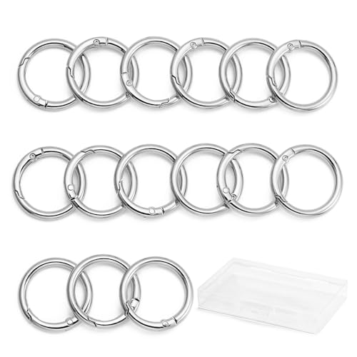 Image of DEVPSISR 15pcs Trigger Spring O Rings Round,Metal Keychain Ring Round Carabiner Clips for Keyrings Buckle, Bags,Purses
