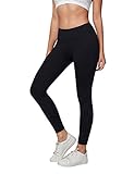 AJISAI Womens Workout Leggings Yoga Pants Running High Waist Tummy Control Color Black Size L