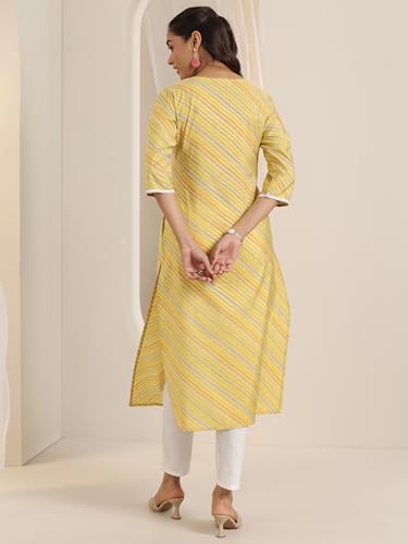Image of Libas Womens Printed Silk Blend Straight Kurta for Women
