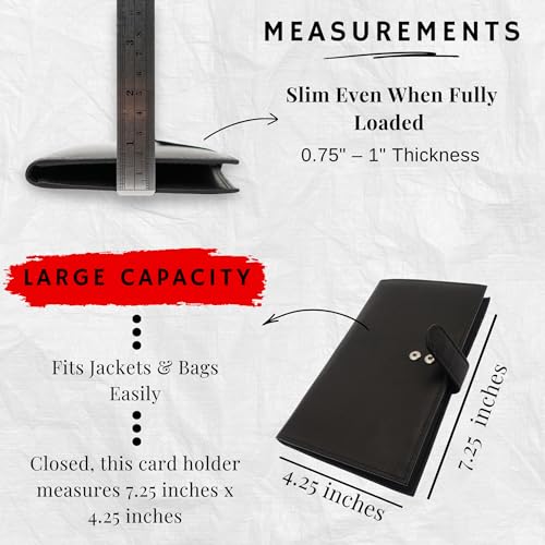 Image of Men's Genuine Leather Long Wallet RFID Blocking, 20 Card Slots, ID Window, 2 Bill Compartments, Snap Closure, Large Capacity Organizer Wallet