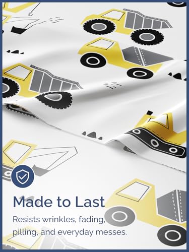 Image of Kids Twin Construction Bed Sheets - 3 Piece Kids Construction Sheet Set