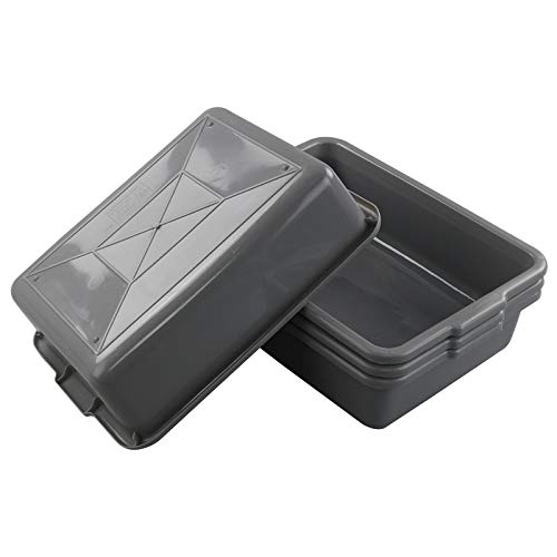 CadineUS 4 Packs 8 Liter Grey Commercial Bus Tub Box Tote Dishpan - Thumbnail 2