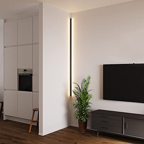 MOLOURK LED Ecke Wandlampe Innen Treppen Wandleuchte Dimmbar modern einfach Aluminium Wandbeleuchtung Up/Down Nachttischlampe für Korridor Badzimmer Schlafzimmer Wohnzimmer Flur (ohne Schalter,120cm)
