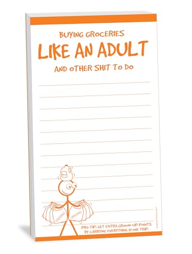 Guajolote Prints Funny Magnetic Grocery List, 4.25 x 7.25-inches Notepad, Buying Groceries Like an Adult