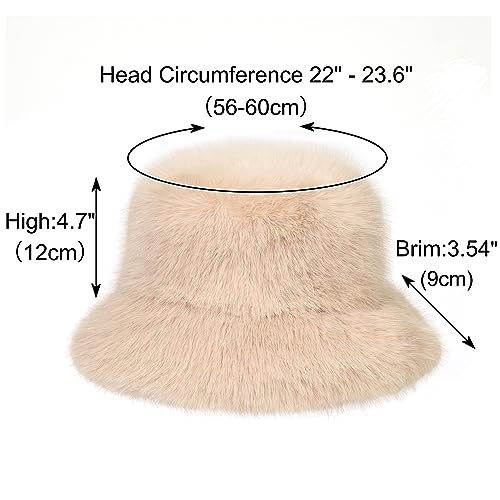 Gorro de invierno tipo bucket con piel sintética para mujer miniatura 3