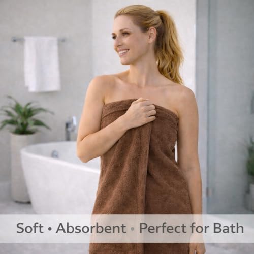 Image of Fitness Mantra Cotton Bath Towel 650 GSM | Heavyweight, Soft & Absorbent | Quick Dry | Large 30 x 60 Inch Towel for Daily Bath Use | 1 Peace| Brown|