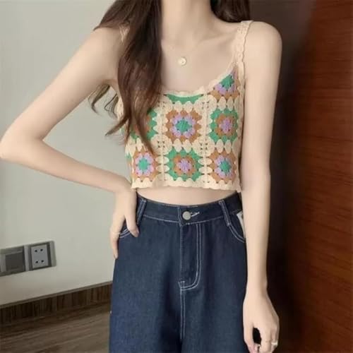Image of NAIADES Women's Handmade Crochet Crop Top, Sleeveless Top for Women,Comfortable Fit