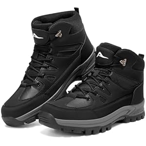 HARENCE Mens Waterproof Hiking Boots Comfortable Outdoor Walking Trail Boot Non Slip Mid Ankle Trekking Shoes