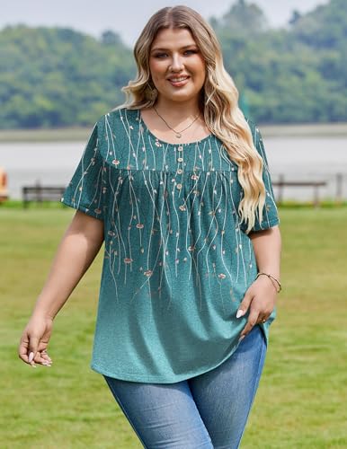Image of IN'VOLAND Plus Size Tops for Women Short Sleeve Shirts Dressy Casual Tunics