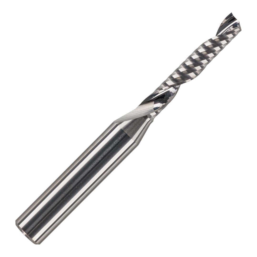 Rennie Tools 5mm x 22mm Flute x 1/4" Shank Solid Carbide Single Flute Spiral Router Cutter Bit End Mill for ACM, Aluminium, PVC, Acrylic and Hard Woods. 5mm Router Bit