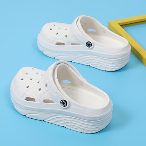 Image of SECHRITE Womens Platform Clogs Garden Shoes Waterproof Beach Pool Sandals Summer Mules Home Slippers Shower Shoes
