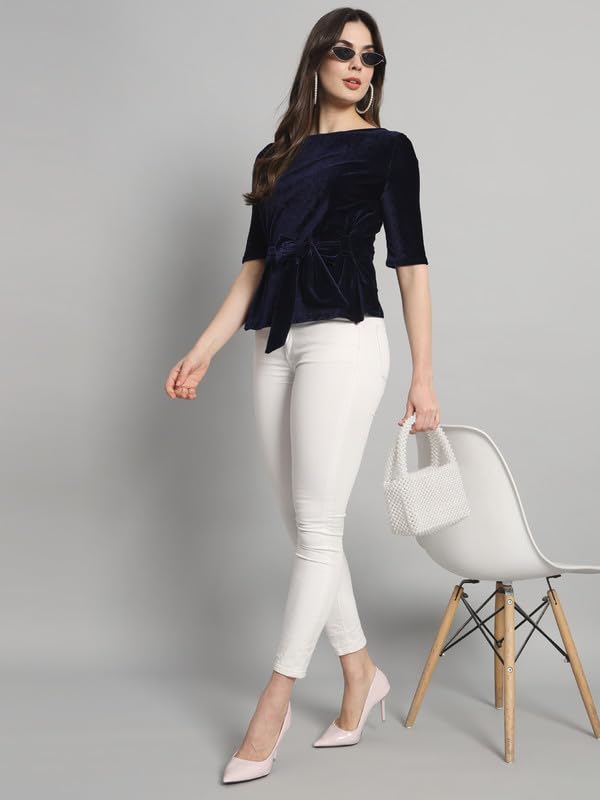 Image of Vaararo Women Dress Shirt, Velvet, Regular Fit