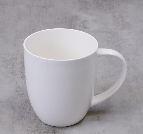 HomeVss, Bone China Coupe Shape, Elegance White Mug Royal 400ml, Case of 6
